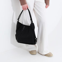 Сумка женская мешок на молнии, цвет чёрный - Simaland фото 8