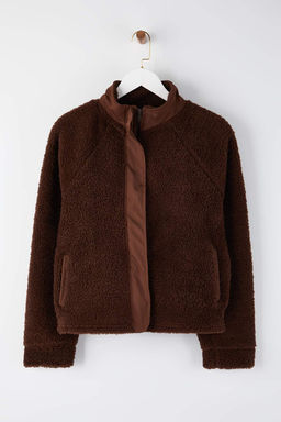 TRENDYOLMILLA Tas Pelus Regular/Normal Kal?p Dokuma Garnili Fermuarl? Kal?n Orme Sweatshirt TWOAW25SW00139  фото 14