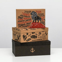 Набор подарочных крафтовых коробок 10 в 1 Брутальность, 12 7 4 - 32.5 20 12.5 см - Дарите счастье фото 4