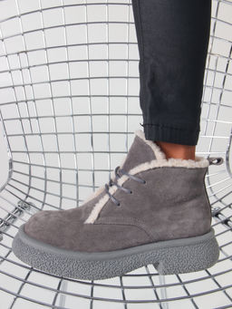 Ботинки 308.агата gr. серый замок замша/Мех