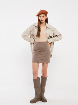 Ekstra Dar Fit Ekose Kad?n T?p Etek