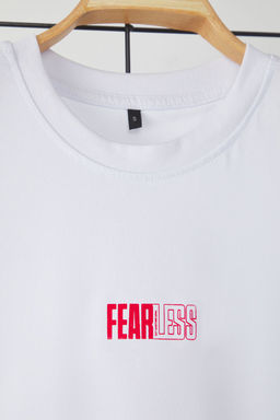 Trendyolmilla Man Beyaz Oversize/Genis Kesim %100 Pamuklu Bask?l? T-Shirt TMNSS25AL00003  фото 5