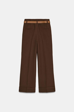 TROUSERS WITH TURN-UP CUFFS AND BELT - Zara фото 23
