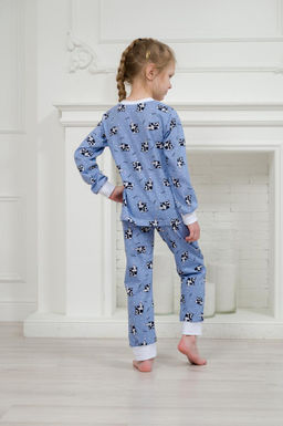 Пижама детская из джемпера и брюк из кулирки Коровы голубой - Амадэль фото 15