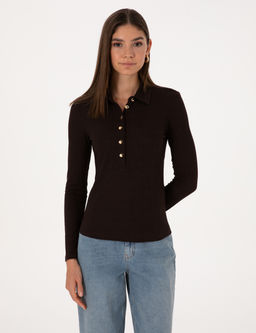 Kahverengi Slim Fit _rme Bluz