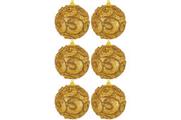 Набор 6 новогодних шаров 8*8 см Вензеля золото - Elan gallery фото 12