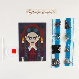 Алмазная мозаика с частичным заполнением на холсте «Мрачная девочка», 15×21 см