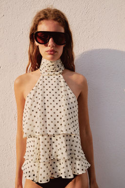 TOP VOLANTES LUNARES / Crudo / Negro - Zara фото 2