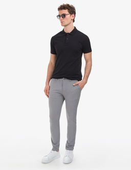 Siyah Slim Fit %100 Pamuk D__meli Polo Yaka Basic Ti__rt