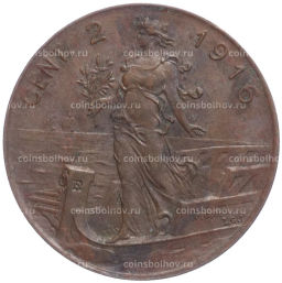 Монета 2 чентезимо 1916 года Италия