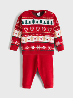 Bisiklet Yaka Y?lba?? Temal? K?z Bebek Kazak ve Tayt