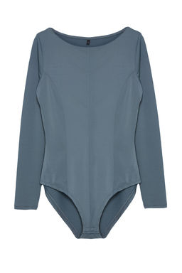 Antrasit Fitted/Vucuda Oturan Kay?k Yaka Biye Detayl? Esnek Orme Body TWOAW25BD00002 - Trendyolmilla фото 6