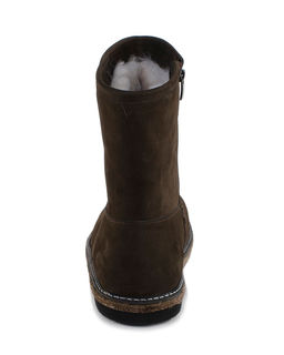 Полусапоги мужские на войлочной подошве, Коричневые. Нубук. Молния.