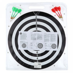 Набор для игры в дартс "В яблочко" д40см, h1см, с дротиками 6шт (красный/зеленый), большой, в блистере с ручкой (Китай)