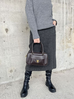 Женская кожаная сумка бочонок 3132 Кофе