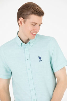 Мужская вода -зеленая рубашка с короткими рукавами в корзине - U.s. polo assn фото 2