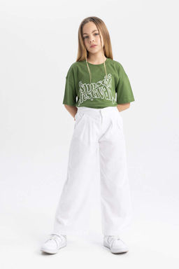 Футболка с короткими рукавами и принтом для девочек Relax Fit - Defacto фото 2