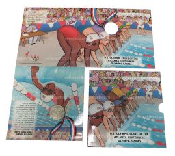 Монета 1/2 доллара (50 центов) 1996 года S США XXVI летние Олимпийские Игры в Атланте 1996  Плавание (в подарочном буклете)