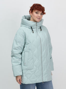 Куртка женская демисезонная с капюшоном бирюзового цвета 1140Br