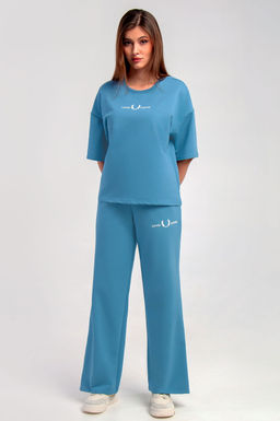 Арт. 2364 Костюм с брюками женский 44-50 (4 шт) Цвет:верх-голубой,низ-голубой - Калинка фото 4