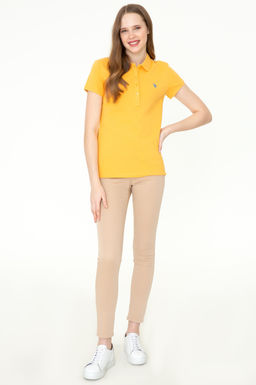 Женская желтая базовая футболка с воротником-поло Неожиданная скидка в корзине - U.s. polo assn фото 5