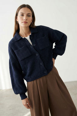 Lacivert Yumusak Dokulu Mont Gorunumlu Triko H?rka TWOAW25HI00162