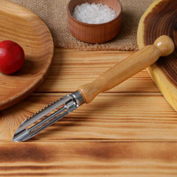 Цена за 2 шт. Овощечистка с деревянной ручкой, нержавеющая сталь