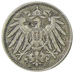 Монета 10 пфеннигов 1906 года А Германия