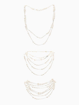 Бусы жемчужные, длинные, d=3.4, 5.6, 8.10, белые в серебре