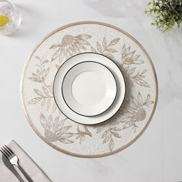 Набор салфеток сервировочных Доляна Ботаника, 2 шт, d=38 см, цвет бежевый  фото 5