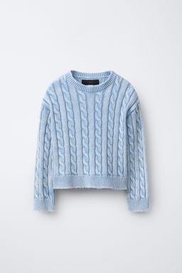CABLE-KNIT ACID WASH JUMPER