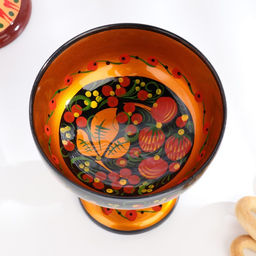 Конфетница на ножке «Сласть», 14.5×15 см, дерево, хохлома
