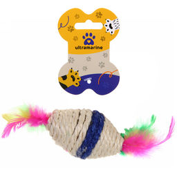 Цена за 6 шт. Игрушка для кошек "ИГРУЛИК", с перышками, 15см (блистер)