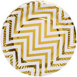 Тарелка бумажная 18 см в наборе 10 шт "Зигзаг", золото