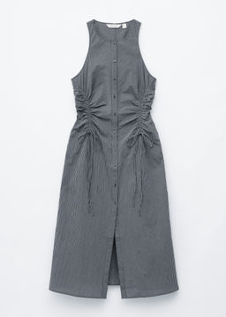 Vestido midi sin mangas con cord?n de ajuste