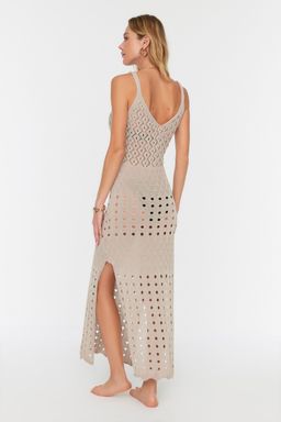 Bej Orme Y?rtmacl? Maxi Plaj Elbise TBESS22EL2917 - Trendyolmilla фото 6