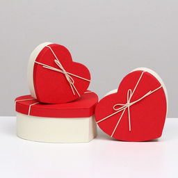Набор подарочных коробок сердце 3 в 1, белый - красный, 21?19?9 - 15.5?14?6 см