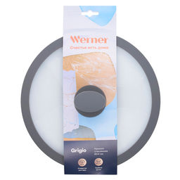 51224 WERNER Крышка стеклянная GRIGIO 24 см с силиконовым ободом. Цвет: серый. Материал: закаленное стекло, силикон, нерж. сталь.  фото 3