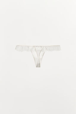 TANGA SEDA ENCAJE / Crudo claro - Zara фото 8