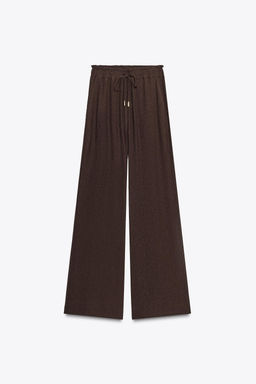 COTTON GAUZE WIDE-LEG TROUSERS - Zara фото 7