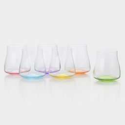 Стаканы RAINBOW FRESH, 350 мл, набор 6 шт., стекло, прозрачные, разноцветные