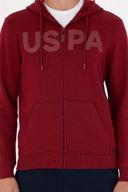 U. S. Polo Assn Мужской бордовый вязаный кардиган с капюшоном - U.s. polo assn фото 6