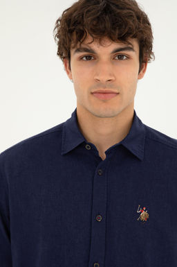 U. S. Polo Assn / Мужская темно-синяя базовая рубашка с длинным рукавом - U.s. polo assn фото 2