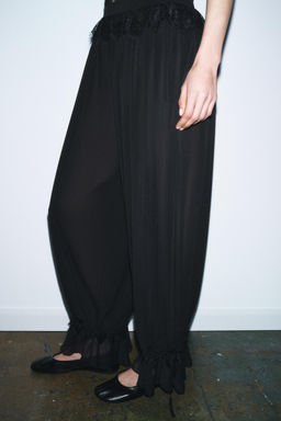 LACE TRIM SAROUEL TROUSERS - Zara фото 10