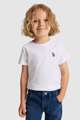 Erkek Гocuk Beyaz Bisiklet Yaka Basic TiЕГrt