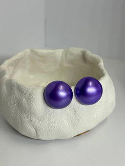 Серьги Пуговки (гвоздики) PW0099 сирень-глянец - Mini maxi фото 5