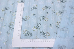 Фактурный хлопок с мережкой-полосой Веточки ромашки на бледно-бирюзовом, ВИД2, ш.1.45м, хл-100% - Купава фото 4