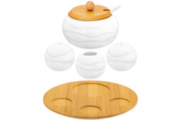 Набор 4 пр. 20,5*20,5*10 см Айсберг волны- Сахарница+Вазочка п/зубоч. и набор д/спец.2 пр.на бам.п - Elan gallery фото 22