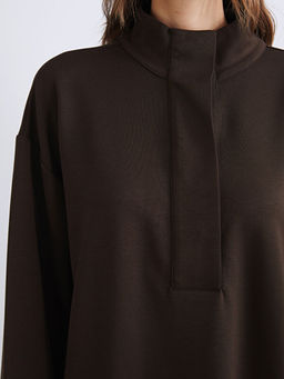 Dik Yaka Oversize Kad?n Sweatshirt Tunik