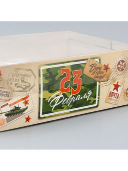 Цена за 5 шт. Коробка для капкейка, кондитерская упаковка, 6 ячеек, «23 февраля», 23×16×7.5 см